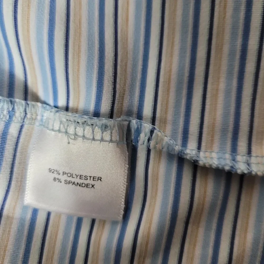 Peter Millar Casely Polo Shirt Mens Sz XL Blue Stripe Short Sleeve Crown Crafted